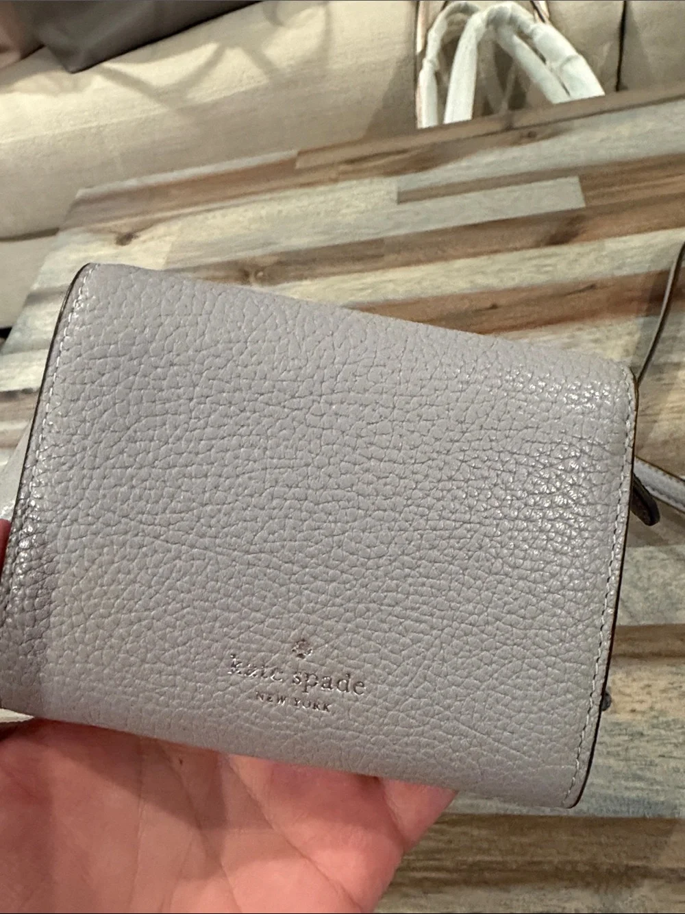 kate spade Two-Tone Pebbled Leather Crossbody - Gray & Cream